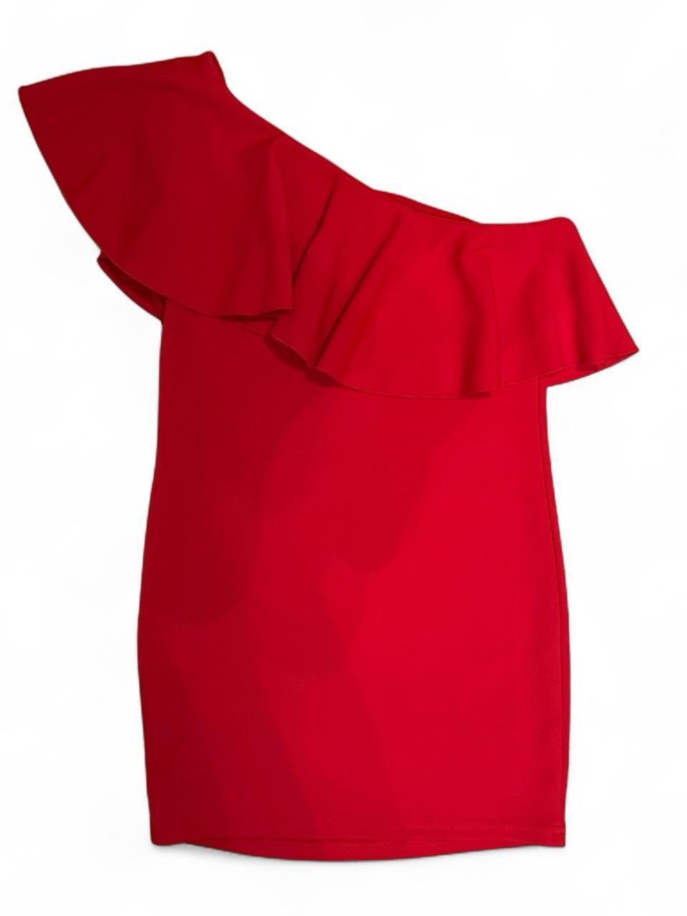 Red One-Shoulder Ruffle Top - Picture 2 of 5